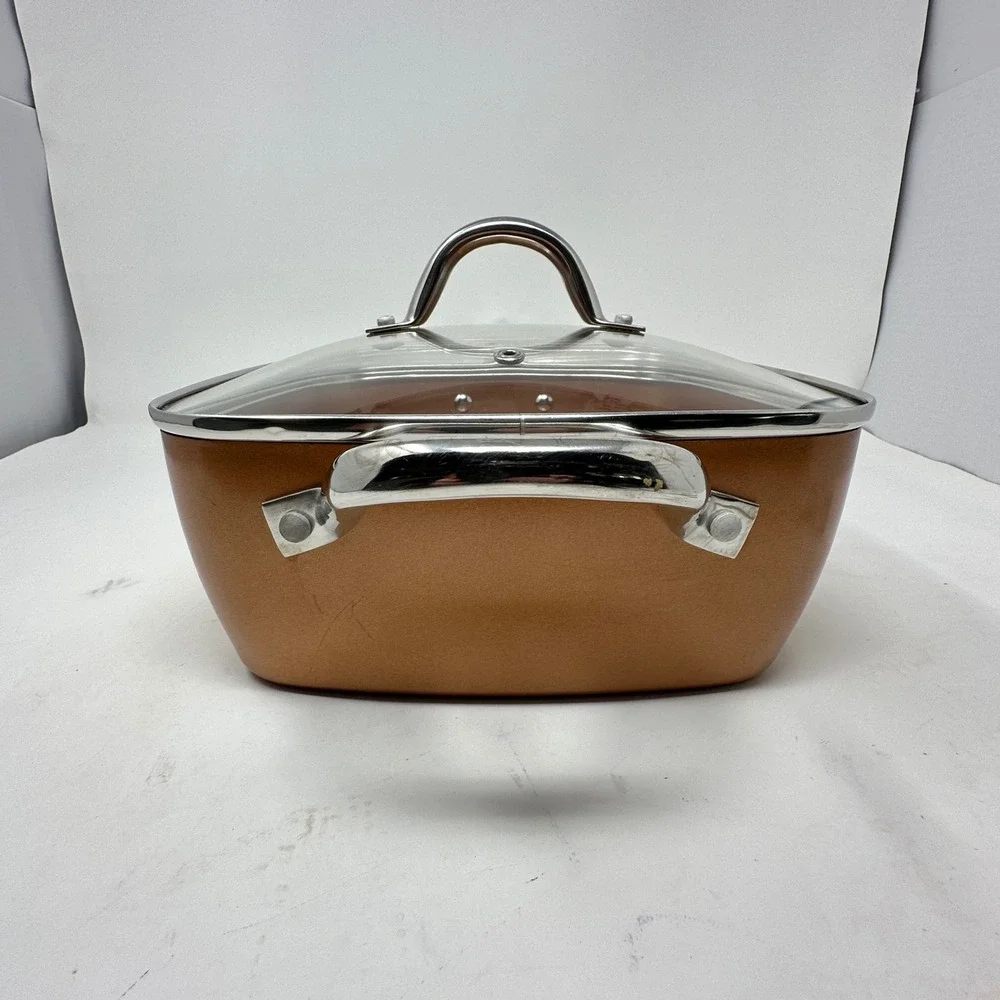 Copper Chef 9.5 Inch Deep Square Pan with Glass Lid Non-Stick Induction Ready